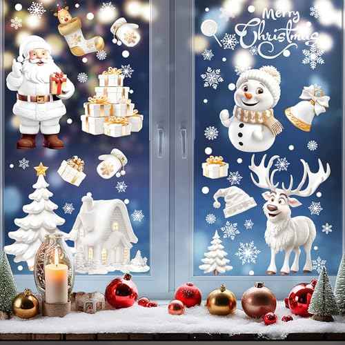190PCS Christmas Window Clings Stickers ? Holiday Decals for Home, Office, Classroom & Glass Decor, Reusable Decoracion de Navidad