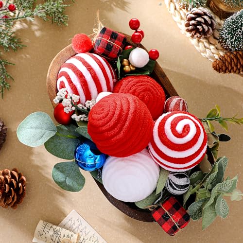 Syhood Red and White Peppermint Christmas Ornaments, 12 pcs 2.36''
