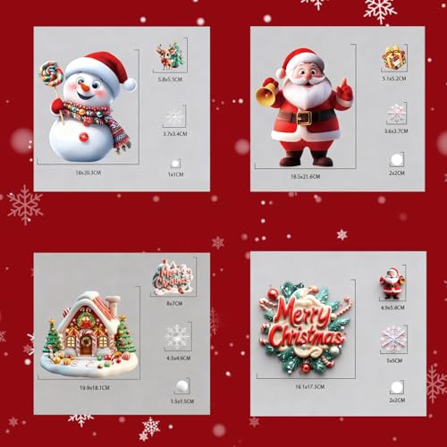 MAOTOAM Christmas Window Cling Stickers - 4 Sheets Holiday Decor for Glass Windows