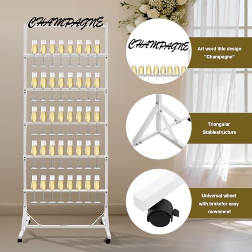 Champagne Wall Holder Stand for Party & Wedding Display, 5-Tier Metal Flutes Rack