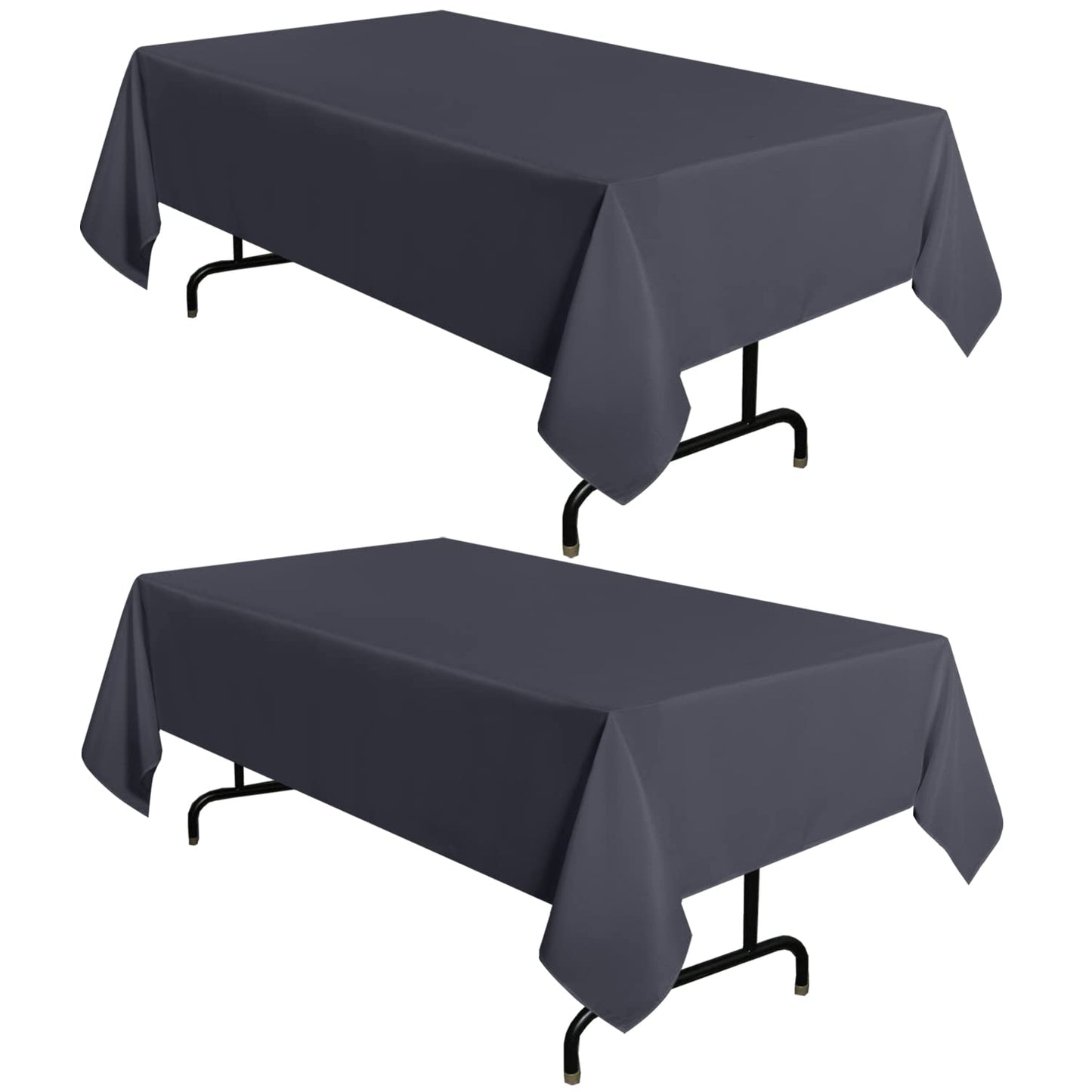 sancua 2 Pack Dark Grey Tablecloth 54 x 78 Inch, Rectangle 4 Feet Table Cloth - Stain and Wrinkle Resistant Washable Polyester Table Cover for Dining Tables, Buffet Parties and Camping
