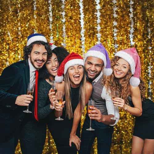 Sequin Santa Hat Knitted Glitter Christmas Hats Shiny Xmas Christmas Beanie For Adult Women Men