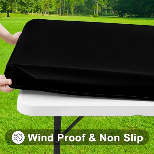 Smiry Rectangle Tablecloth, Elastic Fitted Flannel Backed Vinyl Tablecloths for 4ft Folding Tables, Waterproof Wipeable Table Covers for Indoor, Outdoor, Picnic and Camping (White, 24"x48")