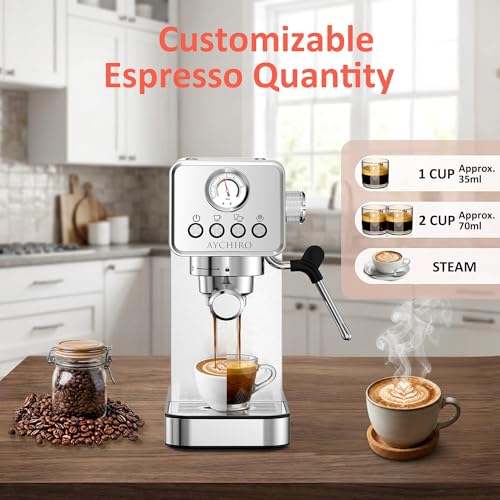 AYCHIRO 20-Bar Espresso Machine with Steam Wand & Removable Water Tank