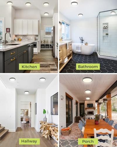 Black 7-Inch LED Flush Mount Ceiling Light 6 Pack - Dimmable 3000K-6500K