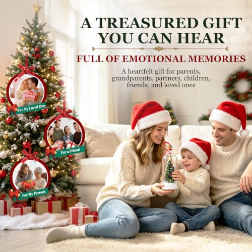 Recordable Christmas Tree Ornament with Message Bottle – White, Voice Recording Decor