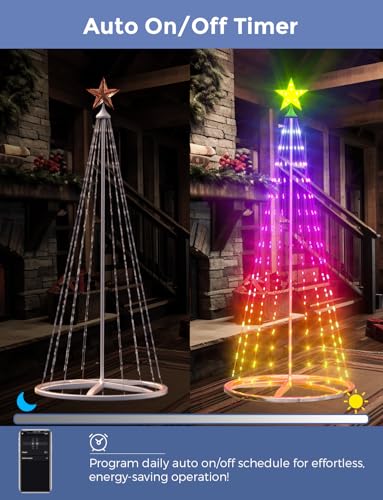 BraveDream 9ft Smart RGB Lighted Christmas Cone Tree Outdoor Indoor with App & Remote Control