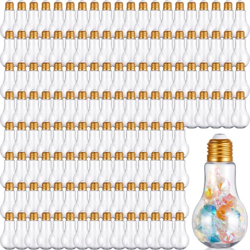 200 Pcs Christmas Bulb Gift Jars Bulk Fillable Light Ornaments, Gold