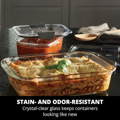 Rubbermaid Brilliance Glass Storage Containers Set of 3, 4.7-Cup, Leak-Proof Lids