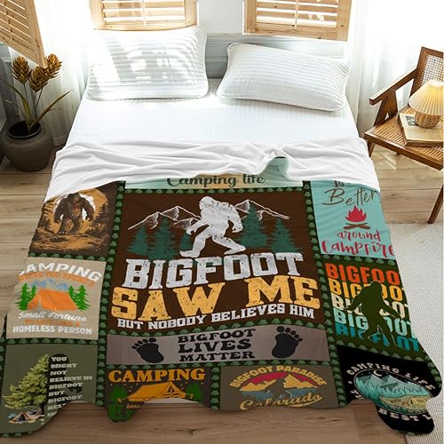 Bigfoot Camping Blanket 50x60in Soft Outdoor Throw for Travelers & Home