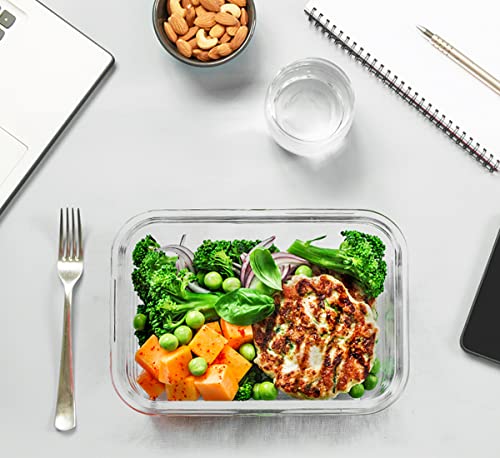 Glass Food Storage Containers Set - 30 Pieces with Lids, Gray