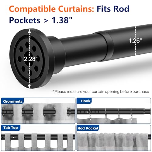 ALLZONE Heavy Duty Tension Curtain Rod for Window, 123-160 Inch,