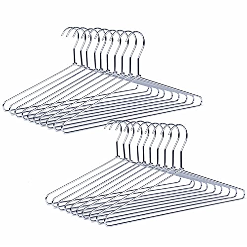Amber Home 30 Pack Heavy Duty Metal Chrome Coat Hangers, Space-Saving & Durable