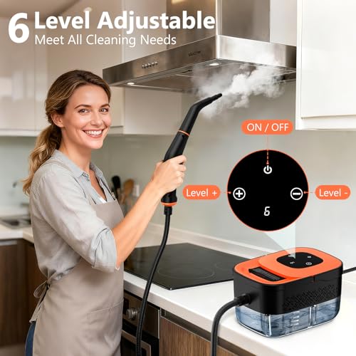 Portable Handheld Steam Cleaner with 16 Accessories - Light Orange
