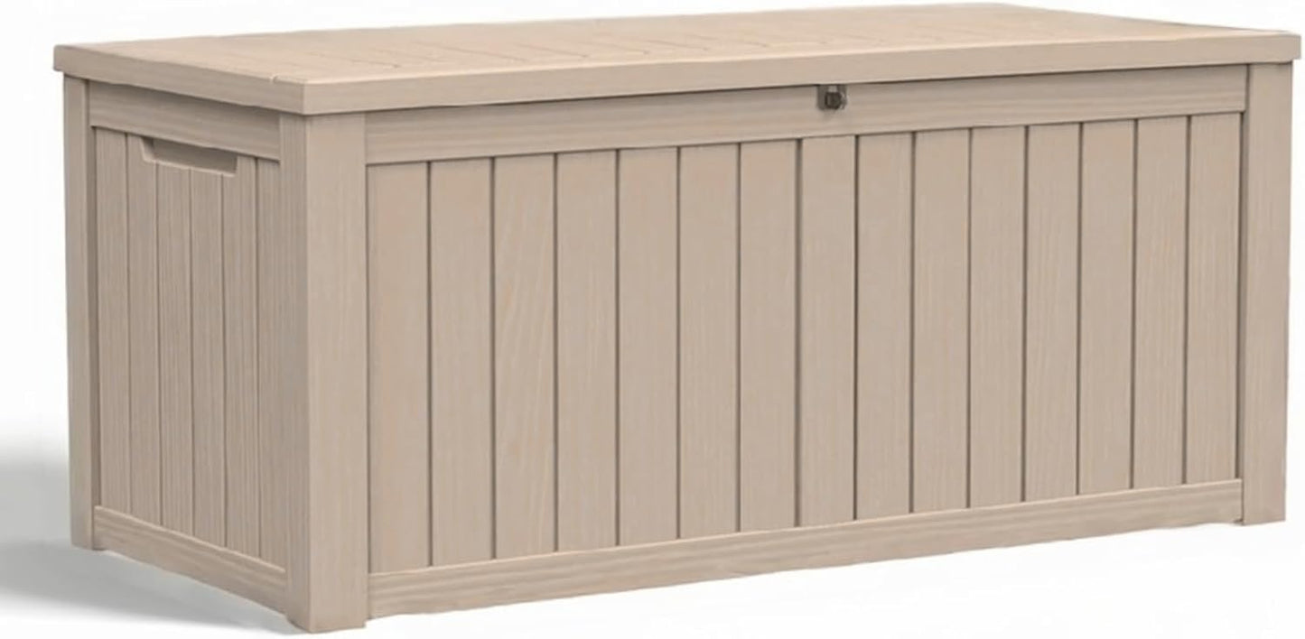 Regine Switzerland 150 Gallon Outdoor Storage Box - Waterproof Resin Deck Bin for Cushions & Tools