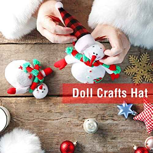 Skylety 50 Pieces Mini Christmas Hat, 2 Sizes Mini Buffalo Plaid Santa Hats, Christmas Doll Crafts Hat for Christmas Tree Ornaments Cup Bottles Cover DIY Craft Art Decoration