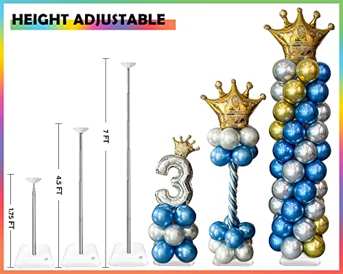 YALLOVE Set of 4 Adjustable Balloon Column Stands - 7 Feet Reusable Metal Tower for Parties
