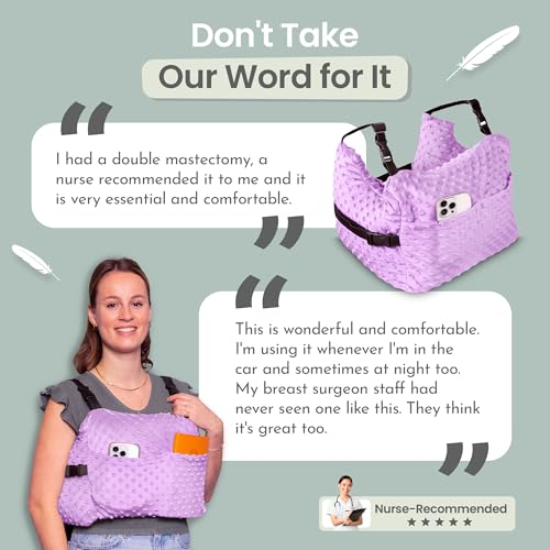 Purple Post Mastectomy Recovery Pillow Set with Gel Pack & Accessories