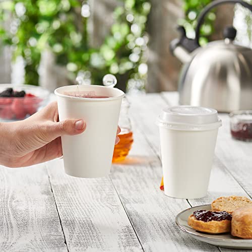 GUSTO 12 oz Disposable White Paper Coffee Cups - Eco-Friendly, 300 Count