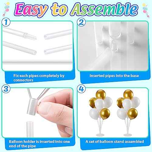 Balloon Stand Kit 4 sets Balloon Arch Stand with Base and Balloon Sticks for Christmas Table Graduation Wedding Birthday Baby Shower Gender Reveal Party New Year Decorations