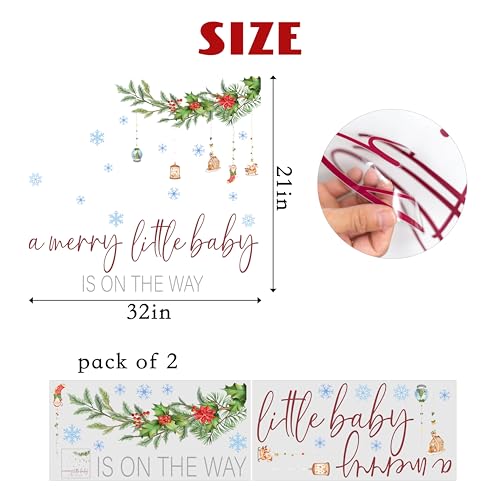 A Merry Little Baby is On The Way Decal - Christmas Theme Baby Shower Decorations£¬Gender-Revealing Decoration,Balloon Arch Decor