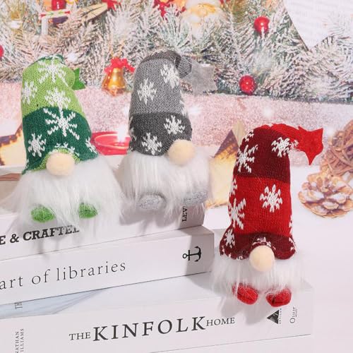 Set of 3 Nordic Gnome Christmas Decorations | Plush Tomte Elf for Tiered Tray