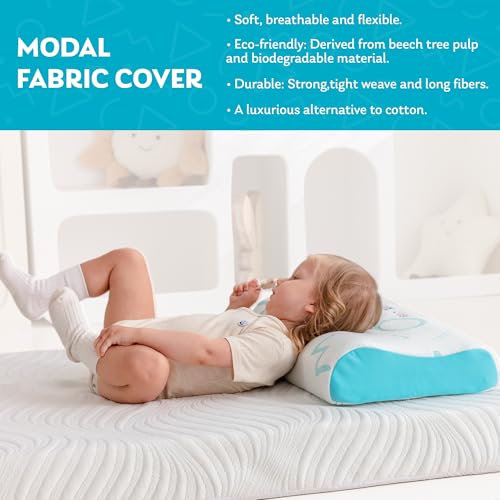 MLILY Kids Adjustable Memory Foam Pillow Blue - Pack of 1, Contoured Support