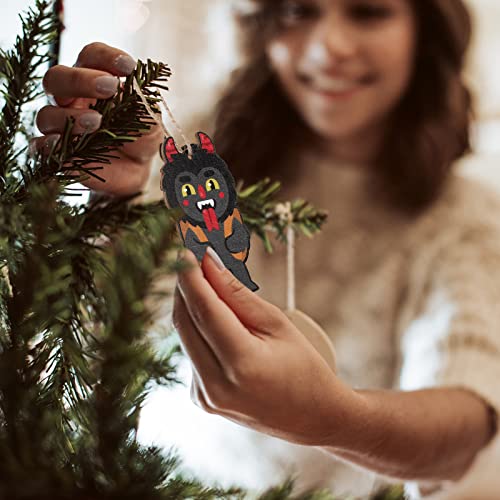 Vicenpal 12 Pack Krampus Christmas Ornaments - 6 Funny Wooden Styles, Holiday Decor (Variation: 12 / Funny Style)