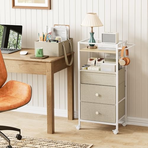 3-in-1 Baby Diaper Caddy Organizer Cart with Drawers - Off White
