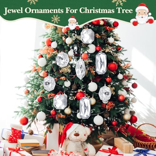 Syhood Silver Acrylic Christmas Ornament Set 3.9-6.5 Inch Holiday Decor