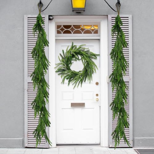 12FT Artificial Norfolk Pine Garland - Real Touch Holiday Decor for Indoor & Outdoor