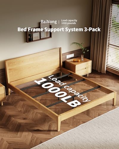 BaiNong Adjustable Queen Bed Frame Support System 58-68 inch 3-Pack Black