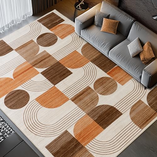 Large Machine Washable Modern Geometric Area Rug 6x9 ft - Soft Non-Slip Home Decor
