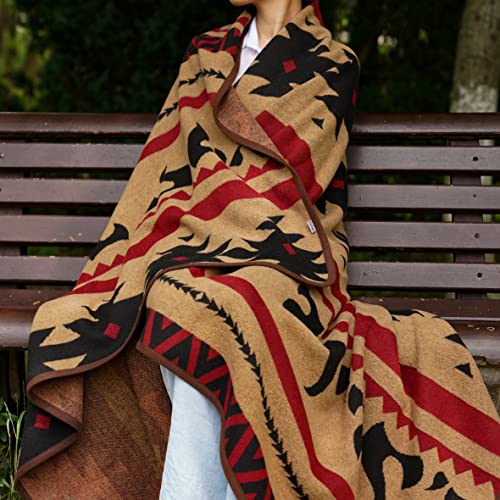 PuTian Merino Wool Camping Blanket 87x63 Kaki Flame Lightweight & Warm