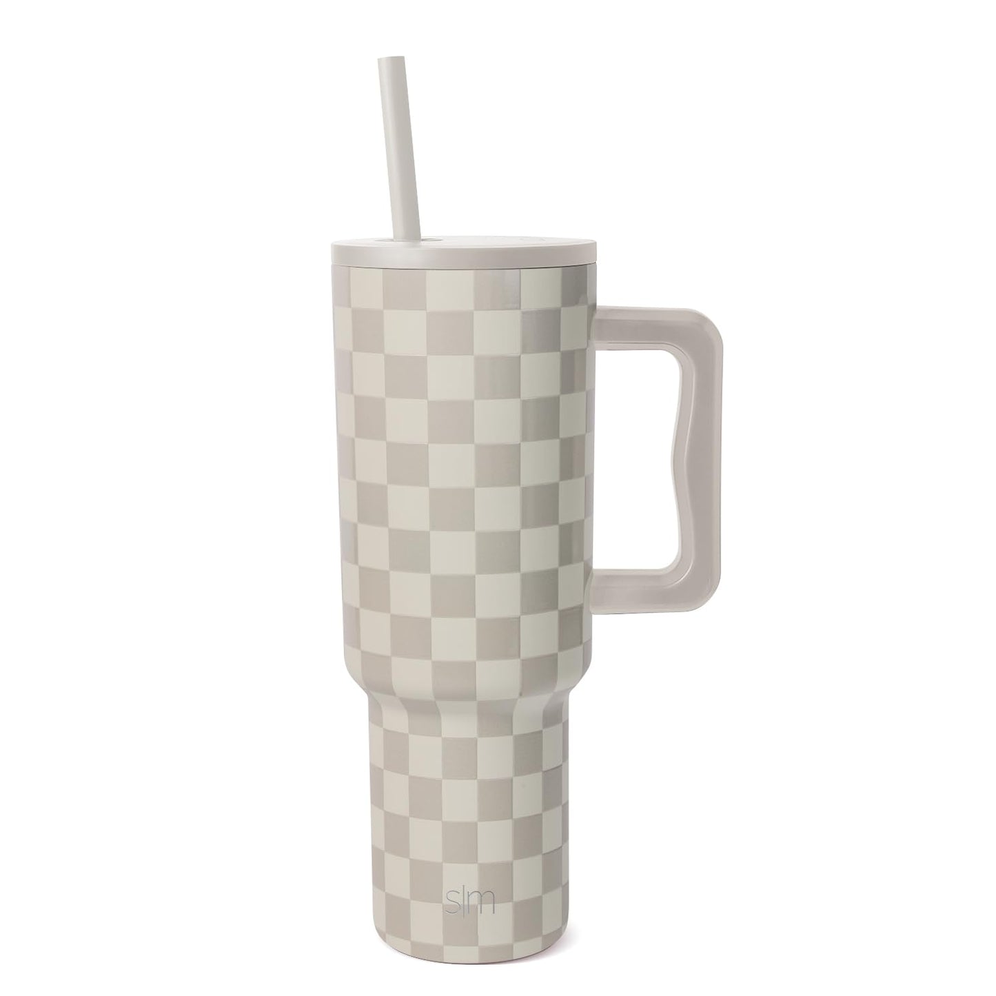 Simple Modern 40 oz Trek Tumbler with Handle and Straw Lid | Cup Holder Friendly Insulated Stainless Steel Travel Mug | Checkmate
