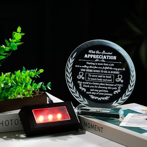 Nurse-Olive LED Crystal Plaque Gift for Nurses and Healthcare Heroes