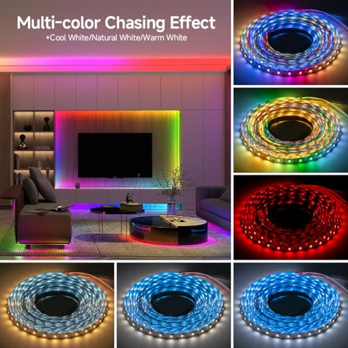 RGB+Natural White LED Strip Light 16.4Ft 300 LEDs IP30 - 60 LEDs/m