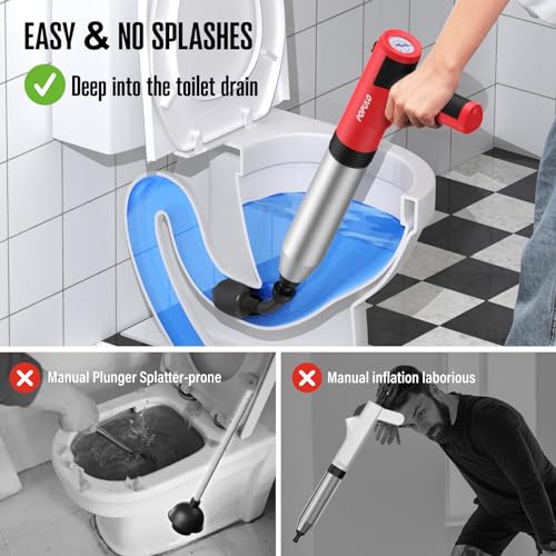 POPULO Electric Toilet Plunger Black, 5 Bar Air Clog Remover for Household Toilets