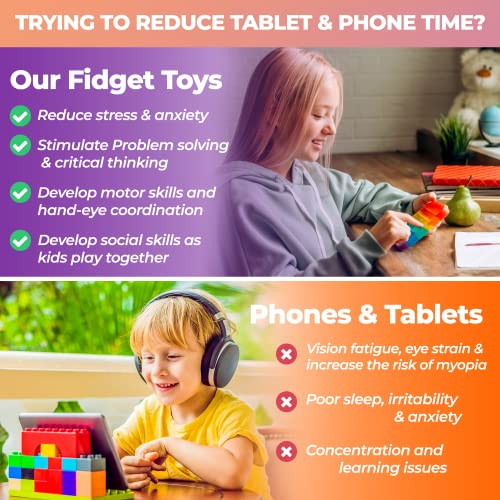 62 Pack Fidget Toys Set, Sensory Party Favors Gifts for Kids Adults Stress Relief Stocking Stuffers Pop It Autism Autistic Bulk Boys Girls Goodie Bags Treasure Box Classroom Prizes