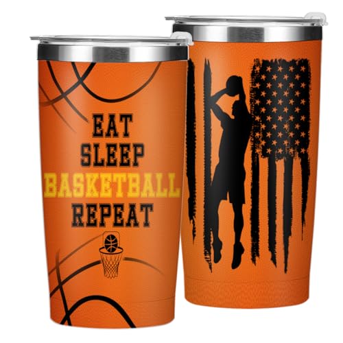 HZMLYDJ 20 oz Basketball Tumbler – Orange Insulated Cup Gift for Men