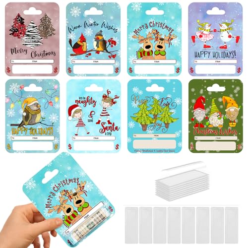 Christmas Money Holder Cards Set of 8 - Durable Double-Sided Ornament Cash Gift Cards