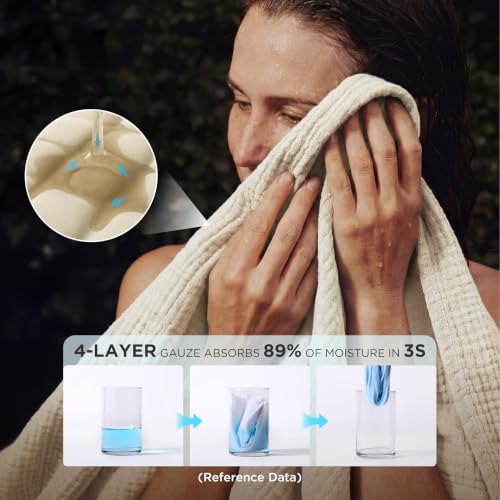 Twin XL Cotton Muslin Blanket - 4-Layer Linen Beige Bed Cover for Dorm
