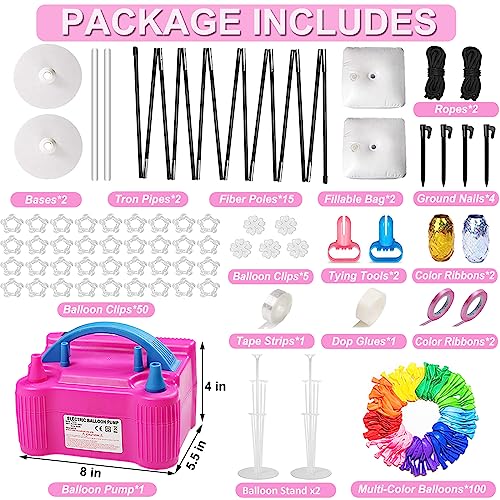 10 ft Balloon Arch Kit with Electric Pump, 100 Balloons & Adjustable Stand for Weddings & Parties