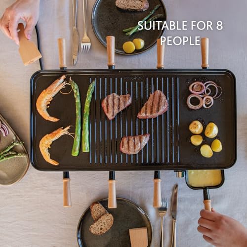 Electric Raclette Grill for 8 People - Durable Tabletop Cheese Maker