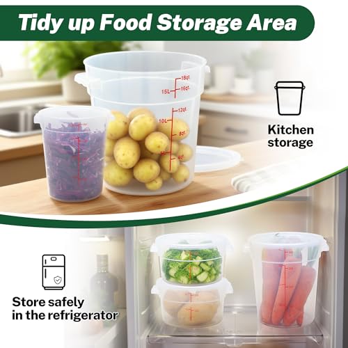FSUON 4 Pack 22 Qt Round Food Storage Containers with Lids - Translucent
