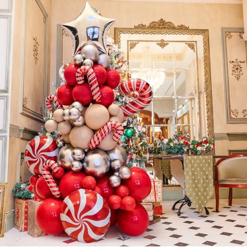 Wecepar Christmas Balloon Arch Kit with Candy Cane & Star Balloons – 115ft Garland Set