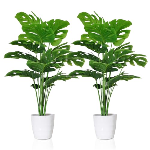 Artificial Monstera Plant Set - 28 Inch Fake Tropical Greenery for Home & Office - Variation of THIS Listing