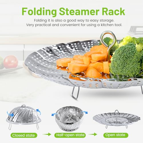 Vegetable Steamer Basket, Premium Stainless Steel Veggie Steamer Basket - Folding Expandable Steamers to Fits Various Size Pot Small by SAYFINE (5.5" to 9.2")