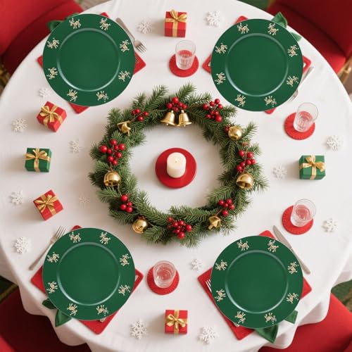 Omuriko 6-Pack Christmas Reindeer Green Plastic Charger Plates 13" XL6GR