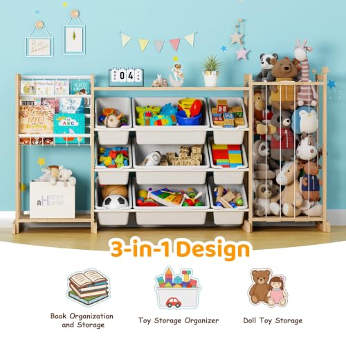Large Toy Storage Organizer with Bookshelf & Stuffed Animal Storage - White 65"